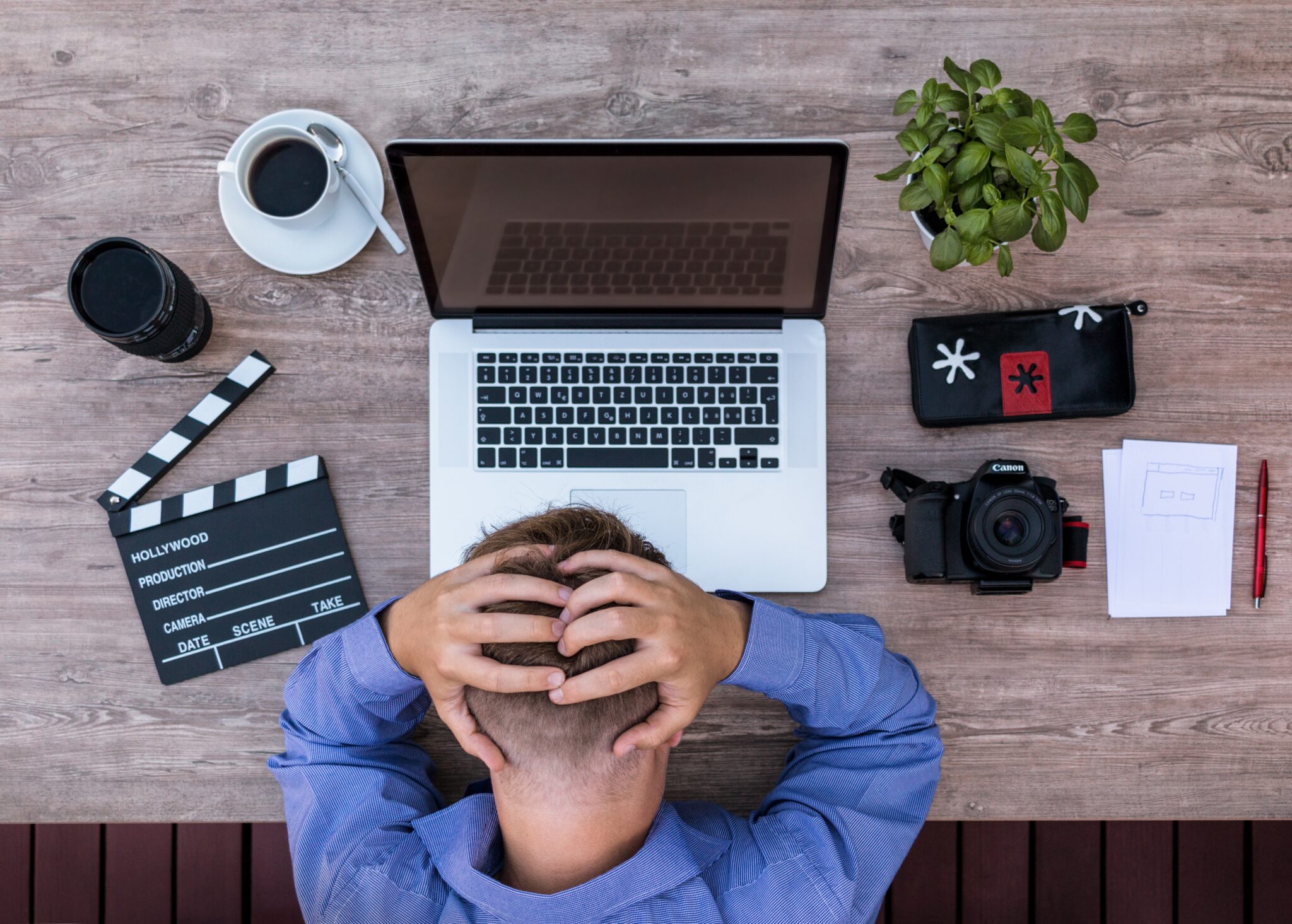 man frustrated in front of computer