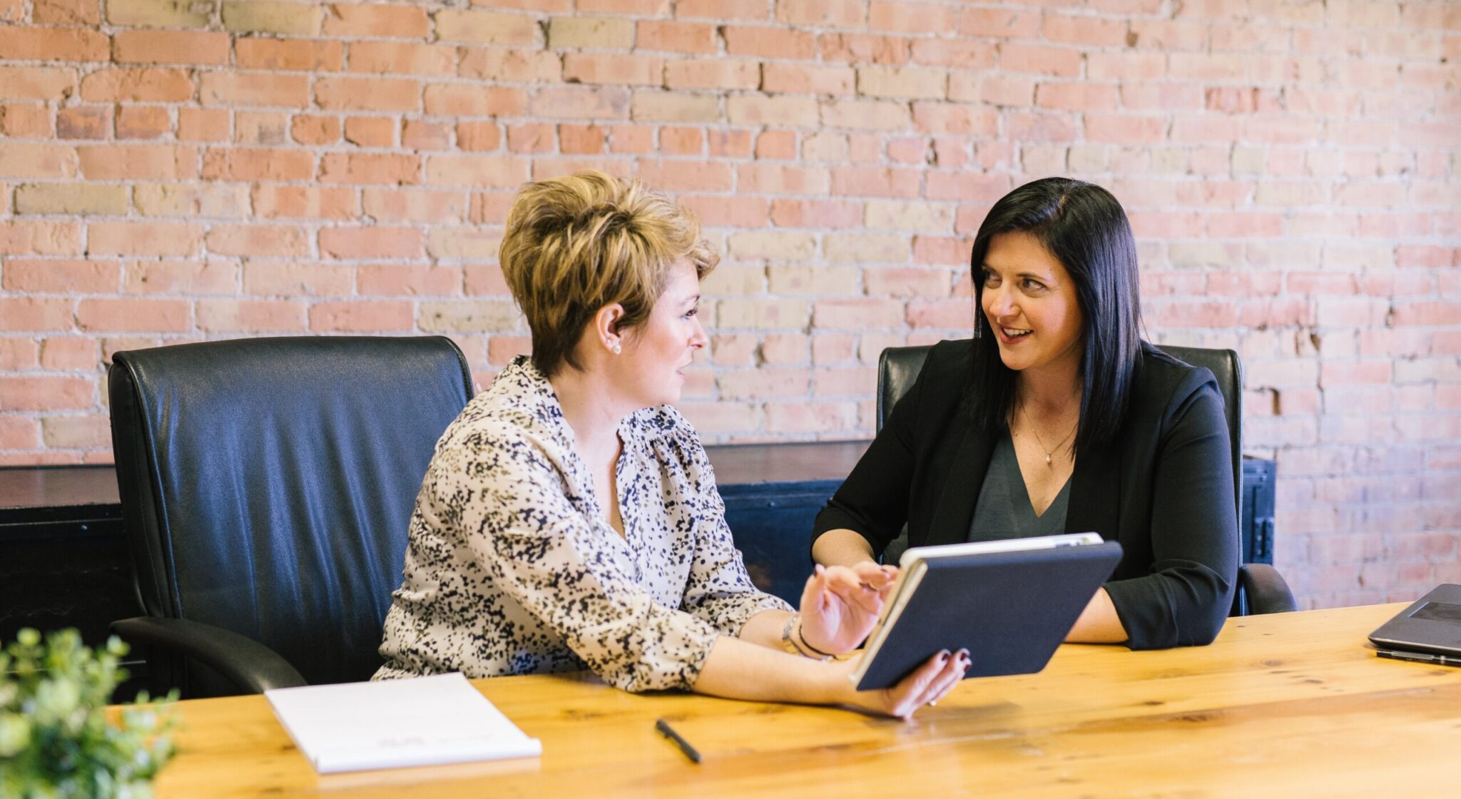 two employees having a meeting