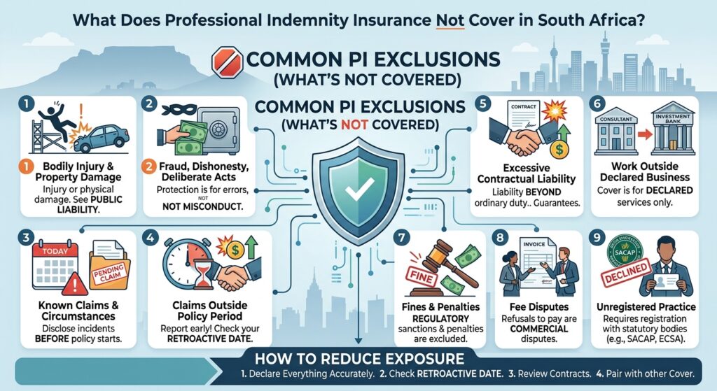 Professional indemnity exclusions checklist for South African professionals
